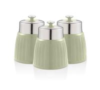 Swan swka1024gn set 3 botes cocina almacenaje 1,2 l, plástico y acero inox, especias, té ,café, retro, vintage, , verde
