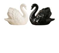 Swan Toilet Bolt Covers,Swan Decorative Ceramic Toilet Bolt Caps,Cute Swans Toilets Seat Screw Cap,Bathroom Decor Accessories for Most Standard Toilets (White+Black)