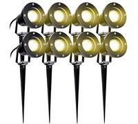 SWANEW 8PCS Foco Proyector Exterior, Foco LEDs con Pincho 3000K Blanco Cálido IP65 220V 4W Impermeable, LED Bombilla Exteriores para Jardín Aire Libre Césped Patio Decoración