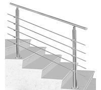 SWANEW Pasamanos escalera acero inox 100 * 4.2 * 106.5cm,5 barras,barandilla con kit de instalación,para Exteriores Ático Barandas para Ancianos y niños