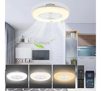 SWANEW Ventilador de Techo 80W con Iluminación, Velocidad de Viento Ajustable, Regulación Continua, 55CM LED Luz de Ventilador con Mando a Distancia y APP, Modo Verano e Invierno, 3000-6500K
