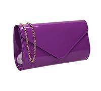 SwankySwans Alisa Patent Party Prom Evening Clutch Bag, Purple, One Size
