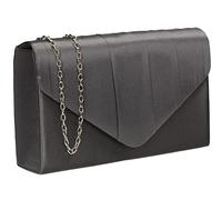 SwankySwans Chantel - Bolso de mano de satén para mujer, para fiesta, graduación, boda, noche, gris oscuro, Medium