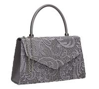 SWANKYSWANS Kendall - Bolso de mano elegante de encaje para mujer, gris, Talla única