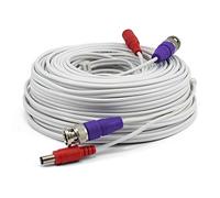 Swann Cable de extensión de seguridad de 30 m con conectores BNC y clasificación UL para cámaras y sistemas de seguridad DVR, color blanco