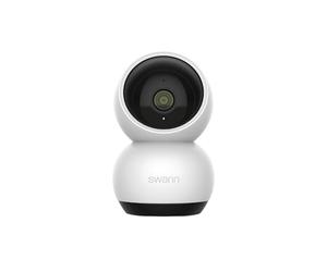Swann EVO Cámara de Seguridad Wi-Fi Pan-Tilt, visión Nocturna HD 2K, detección de Movimiento, Sirena, conversación bidireccional, Resistente a la Intemperie, grabación Gratuita, vigila tu hogar o