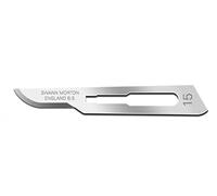 Swann-Morton - Cuchillas de acero al carbono, desechables, estériles, tamaño No. 15, 100 hojas empaquetadas individualmente en papel de aluminio.