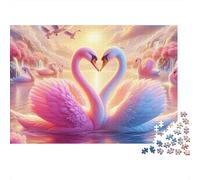 Swans Amar Atardecer Puzzle 1000 Piezas Cartón Reciclado para Parejas Descanso En Casa para Decorar Mejor Regalo Oferta 70x50cm/1000pcs