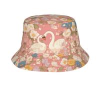 Swans in the Flowers - Sombrero de sol plegable de ala ancha, unisex, protección UV para pesca, playa y jardín, transpirable, para viajes, color negro