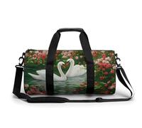 Swans in The Lake Rose - Bolsa de viaje para gimnasio, para mujeres y hombres, bolsa de deporte cilíndrica con correa para el hombro
