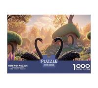 Swans in The Middle of A Lake 1000 Piezas Cartón Rompecabezas Fairy Tale Landscape Imposible, Difícil Juego Creativo Puzzle para Adultos Y Niños 38x26cm/1000pcs