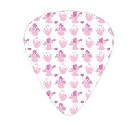 Swans Love - Juego de 12 púas universales para guitarra ABS, diseño de cisnes Love in The Air Theme Valentines, para guitarra acústica y eléctrica, rosa y blanco