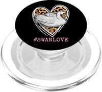 Swans Love Swan Lover Leopard Heart Print Mujeres Niñas PopSockets PopGrip para MagSafe