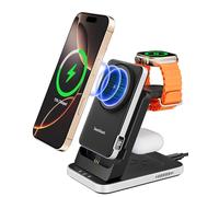 SwanScout Cargador Inalámbrico para iPhone, 5000mAh Power Bank Compatible con MagSafe, Estación de Carga para iPhone 16/5/14/13/12, 3 en 1 Base Cargador para Apple Watch/AirPods, 304M (No Adapter)