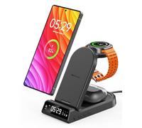 SwanScout Cargador Inalámbrico para Samsung S25 Ultra, Estación de Carga Inalámbrica 3 en 1 para Galaxy S25/S24/Z Flip 7, Base de Carga para Samsung Watch 8/8 Classic/Ultra/7/6/Buds 3, SwanScout 702S