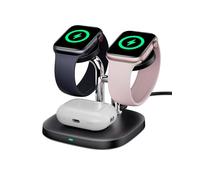 SwanScout Cargador para Apple Watch 10, SwanScout 704A, 3.3W Rápido Cargador Dual para Apple Watch Series 10-1/Ultra, Soporte de Cargador Inalámbrico para Airpods Pro(Sin Adaptador)