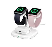 SwanScout Cargador para Apple Watch 10, SwanScout 704A, 3.3W Rápido Cargador Dual para Apple Watch Series 10-1/Ultra, Soporte de Cargador Inalámbrico para Airpods Pro(Sin Adaptador)