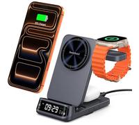 SwanScout Estación de Carga Inalámbrica para iPhone Air/17, Cargador Magnético Plegable 3 en 1 para iPhone 16/15/14/13/12, Apple Watch 11/10/9/8/7, AirPods Pro/4/3, SwanScout 708M (Sin Adaptador)