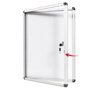 SwanSea Tablón de Anuncios Blanco con cerradura Tablón de anuncios con con llave con bisagras para interiores en aluminio,98x72 cm (9xA4)