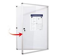 SwanSea Tablón de Anuncios Blanco con cerradura Tablón de anuncios con con llave con bisagras para interiores en aluminio,98x73 cm (9xA4)