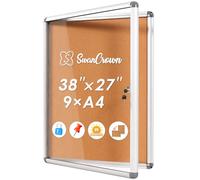 Swansea - Tablón de anuncios cerrado de corcho para 9 Hojas A4, Tablero anuncios con Aluminio para comunidad,escuela,oficina,98 x 72 cm