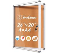 Swansea - Tablon de Anuncios de Corcho para Interiores 4xA4,Tablón de Anuncios con cerradura de Aluminio para comunidad,escuela, oficina, 67 x 50 cm