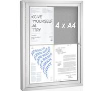 Swansea Tablón de anuncios exterior 4 x A4,Tablón con Cerradura y Par de Llaves Incluidas,Tablero de Tela Gris,Interior y Exterior,para Oficina y Edificio Residencial 71 x 51 cm