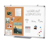 Swansea Tablón de Corcho 2 en 1,Pizarra Magnética de Borrado en Seco con Marco de Aluminio,Tablero de Mensajes para Colgar en la Pared para Casa, Cocina,Oficina y Escuela,90x60cm