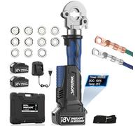 SWANSOFT Herramienta de Crimpado Hidráulico Eléctrica de 6 Toneladas 16mm²-300mm² Crimpadora continua para terminales de Cu/Al con vida útil de 30000 operaciones. Juego completo con 11 dados 600B