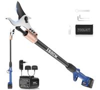 SWANSOFT Tijera de podar eléctrica con palo, 40mm 25.2V /4+4Ah Tijera de batería con motor sin escobillas de 1050W Tijera de batería profesional, SW-921-1 (1,5 metros de altura)