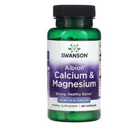 Swanson Albion - Potente Suplemento de Cálcio y Magnesio para Salud Ósea - 60 cápsulas