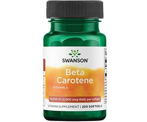 Swanson, Beta Carotene (Beta Caroteno), 10.000IU (3.000mcg), 250 Softgels, Alta Dosis, Probado en Laboratorio, Sin Gluten, No GMO