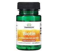 Swanson Biotina 5000mcg - Potenciador para Crecimiento Cabello y Uñas Fuertes - Suplemento Nutricional para Piel y Metabolismo (30 Cápsulas)