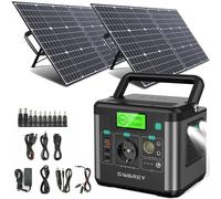 SWAREY S160 300W (pico 600W) Estación de energía 222Wh Generador solar Cargador de respaldo Banco de energía de emergencia con 2 paneles solares de 100W