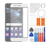 swark Juego de reparación de pantalla de cristal frontal, incluye conector compatible con Huawei P10 (blanco) (sin pantalla LCD), incluye juego de herramientas.