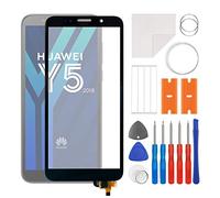 swark Juego de reparación de pantalla de cristal frontal, incluye conector compatible con Huawei Y5 Prime (2018) Huawei Y5 (2018) Huawei Enjoy 8e Youth (negro) (no LCD Screen) incluye juego de