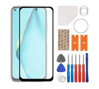 SWARK Pantalla frontal de cristal de repuesto para lente de panel exterior +OCA compatible con Redmi Note 10S (sin pantalla LCD y digitalizador táctil) con kit de reparación