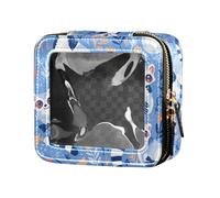 Swarm Bats on Black - Bolsa de maquillaje transparente impermeable para mujer, organizador de cosméticos con cierre, Lemurs Madagascar sobre patrón azul, 1 talla