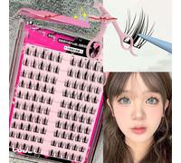 Swarous Waterproof Glue-Free Realistic False Eyelashes, Waterproof Lash Clusters Kit, Self Adhesive Eyelashes Natural Look, 10 Rows of Large Capacity Reusable Strip Lashes (ST8)