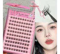 Swarous Waterproof Glue-Free Realistic False Eyelashes, Waterproof Lash Clusters Kit, Self Adhesive Eyelashes Natural Look, 10 Rows of Large Capacity Reusable Strip Lashes (MJSO1)