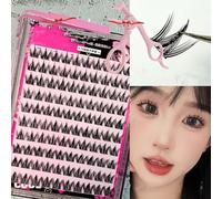 Swarous Waterproof Glue-Free Realistic False Eyelashes, Waterproof Lash Clusters Kit, Self Adhesive Eyelashes Natural Look, 10 Rows of Large Capacity Reusable Strip Lashes (MJQ)
