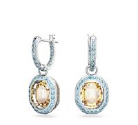 Swarovski Pendientes Chroma para mujer, con Cristales Azules y Piedra Central Amarilla, Baño de Rodio, Colección Chroma de Swarovski