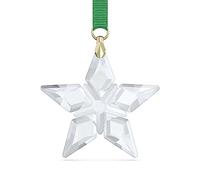 Swarovski Adorno de Estrella pequeña de edición Anual 2023 con Cinta Verde y Detalles Acabados en Tono Dorado, Parte de la colección Swarovski Annual Edition