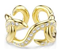 Anillo abierto Dextera, Talla redonda, Blanco, Baño tono oro 60