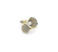 Anillo abierto Idyllia, Perla de cristal, Concha de mar, Blanco, Baño tono oro 55