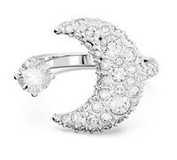 Swarovski Anillo Abierto Luna, Blanco, Baño de Rodio, 50