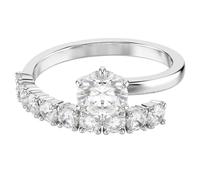 Swarovski Anillo abierto Matrix, Corte redondo, Blanco, Baño de Rodio