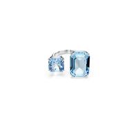 Swarovski Anillo abierto Millenia, Talla octogonal, Azul, Baño de rodio