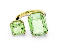 Swarovski Anillo abierto Millenia, Talla octogonal, Verde, Baño tono oro