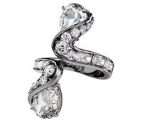 Swarovski Anillo abierto The Vienna Collection, pluma, blanco, chapado en rutenio (talla 52)